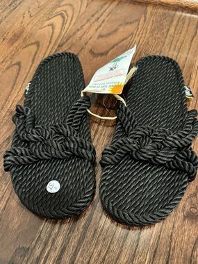 NWT Nomadic State of Mind Sailor’s Delight Rope Slide Sandals, Black, Size 37